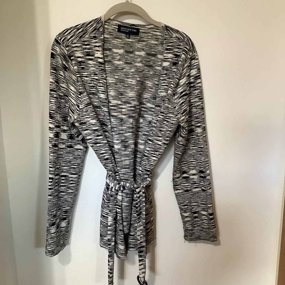 JONES NEW YORK Signature Black & Cream Cardigan